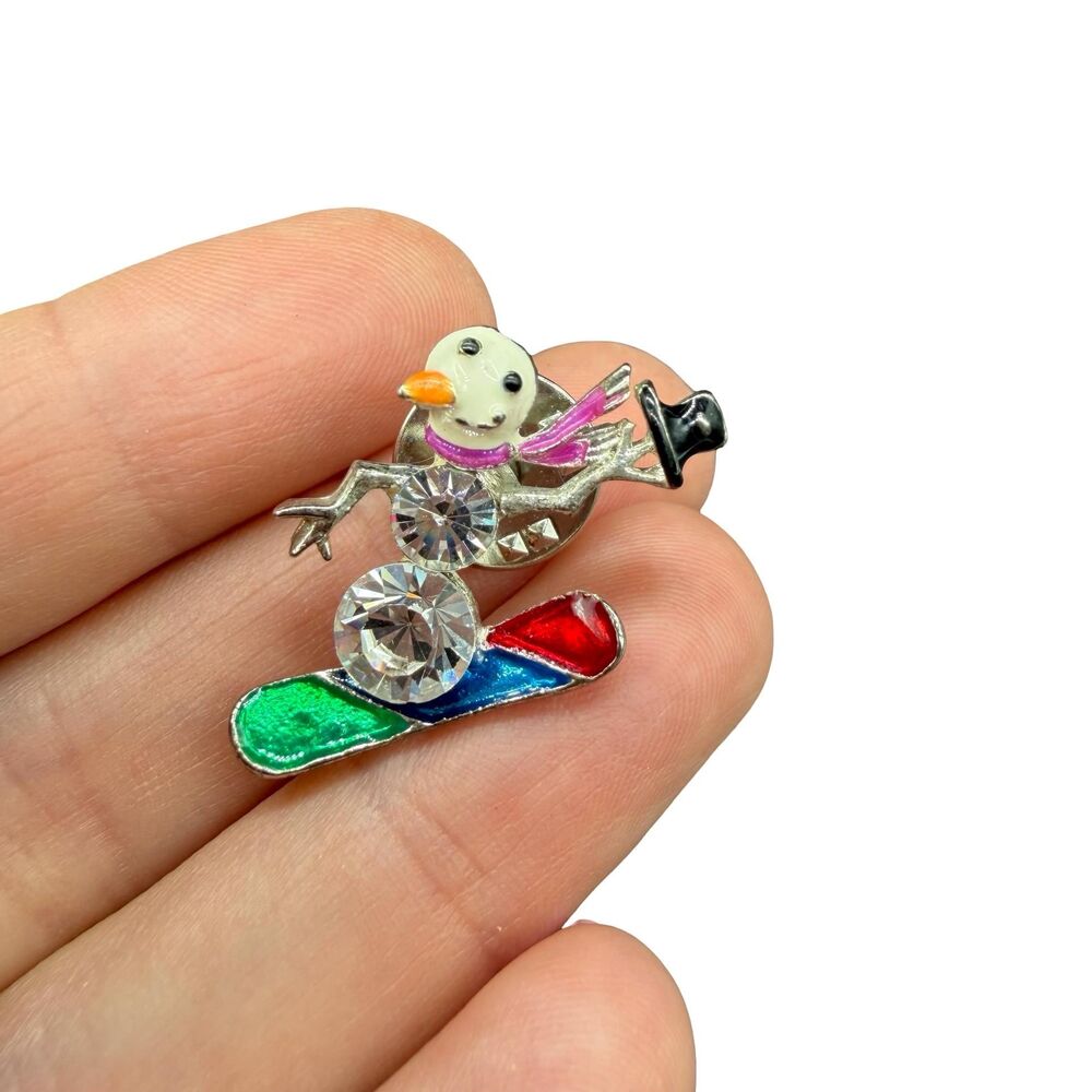 Vintage Snowboarding Snowman Pin Snowman Brooch